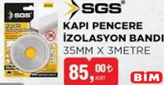 SGS KAPI PENCERE İZOLASYON BANDI 35 MM X 3 METRE